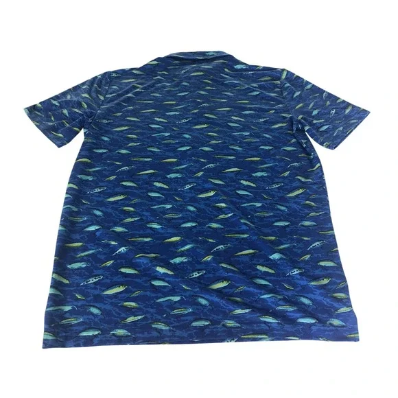 Magellan‎ Outdoors Pro Print Short Sleeve Fishing Polo Shirt Men's Size M Blue - Picture 2 of 8